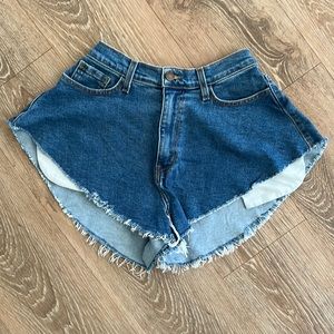 Denim flare shorts high waisted